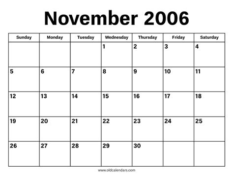2006 Nov Calendar